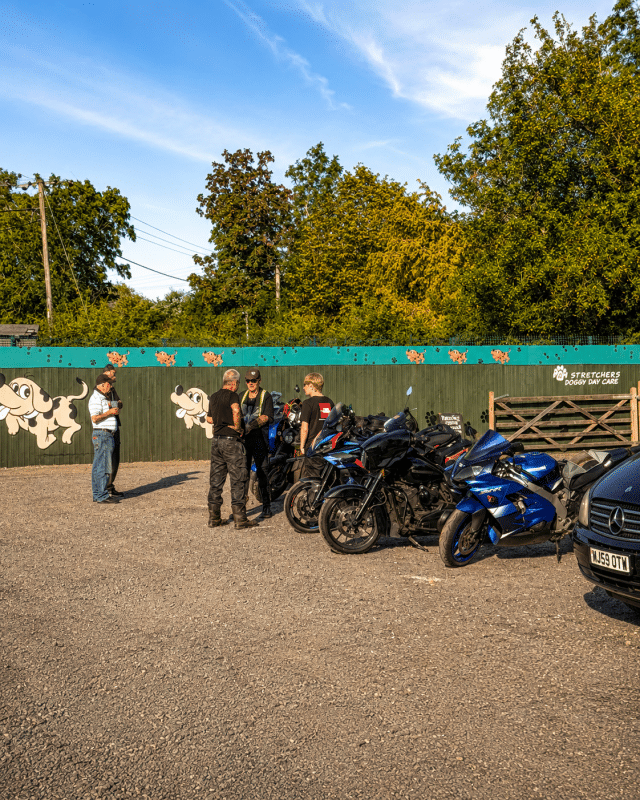 Motorcycles and visitors gathered across the Buckovers car park during Bike Night near Thornbury.